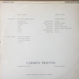 CARMEN PRIETTO- Canciones Mexicanas Y Espańolas