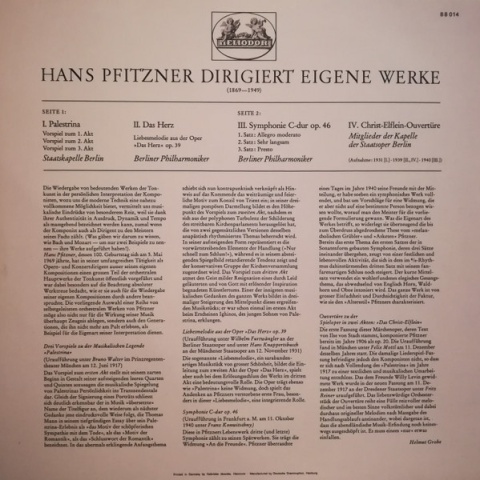 PFITZNER- Zum 100. Geburtstag