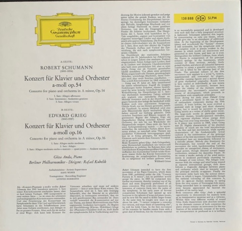 ROBERT SCHUMANN/EDVARD GRIEG- Klavierkonzerte In A-moll/Piano Concerto