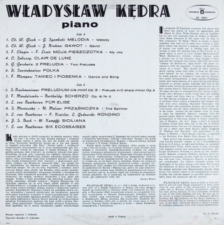 WŁADYSŁAW KĘDRA- Plays Piano Favorites