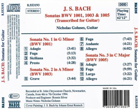 BACH- Sonatas For Guitar