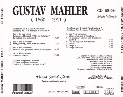 GUSTAV MAHLER- Symphonie Nr. 1 D-Dur "Der Titan" / Symphonie Nr. 2 "Auferstehung"