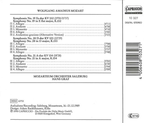 MOZART- Symphonien Nos. 19 • 20 • 21